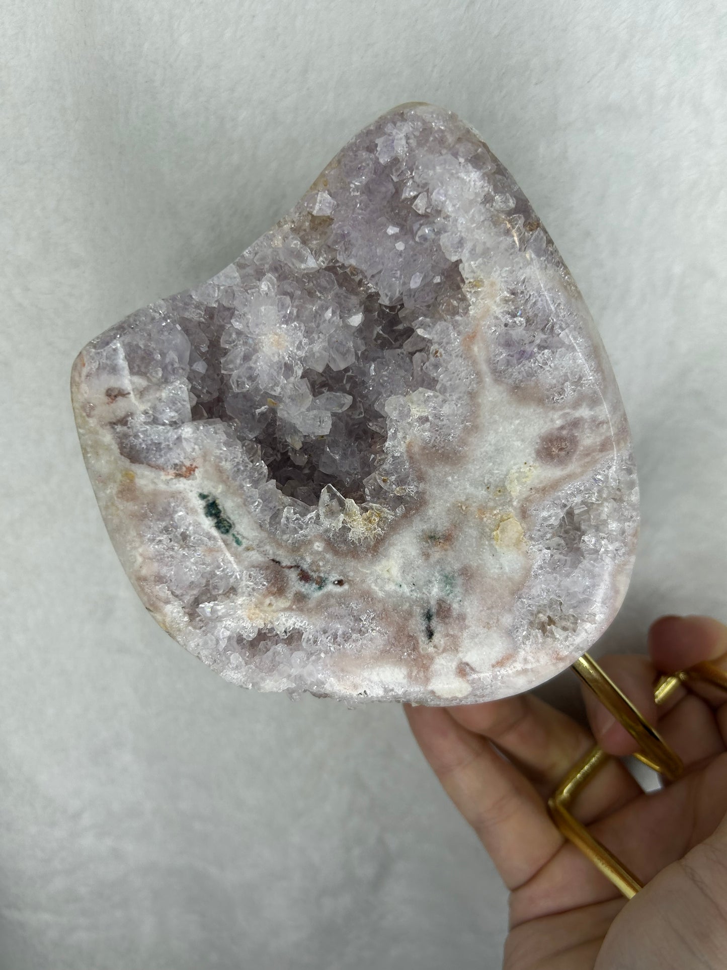 Brazilian pink amethyst slab on stand B
