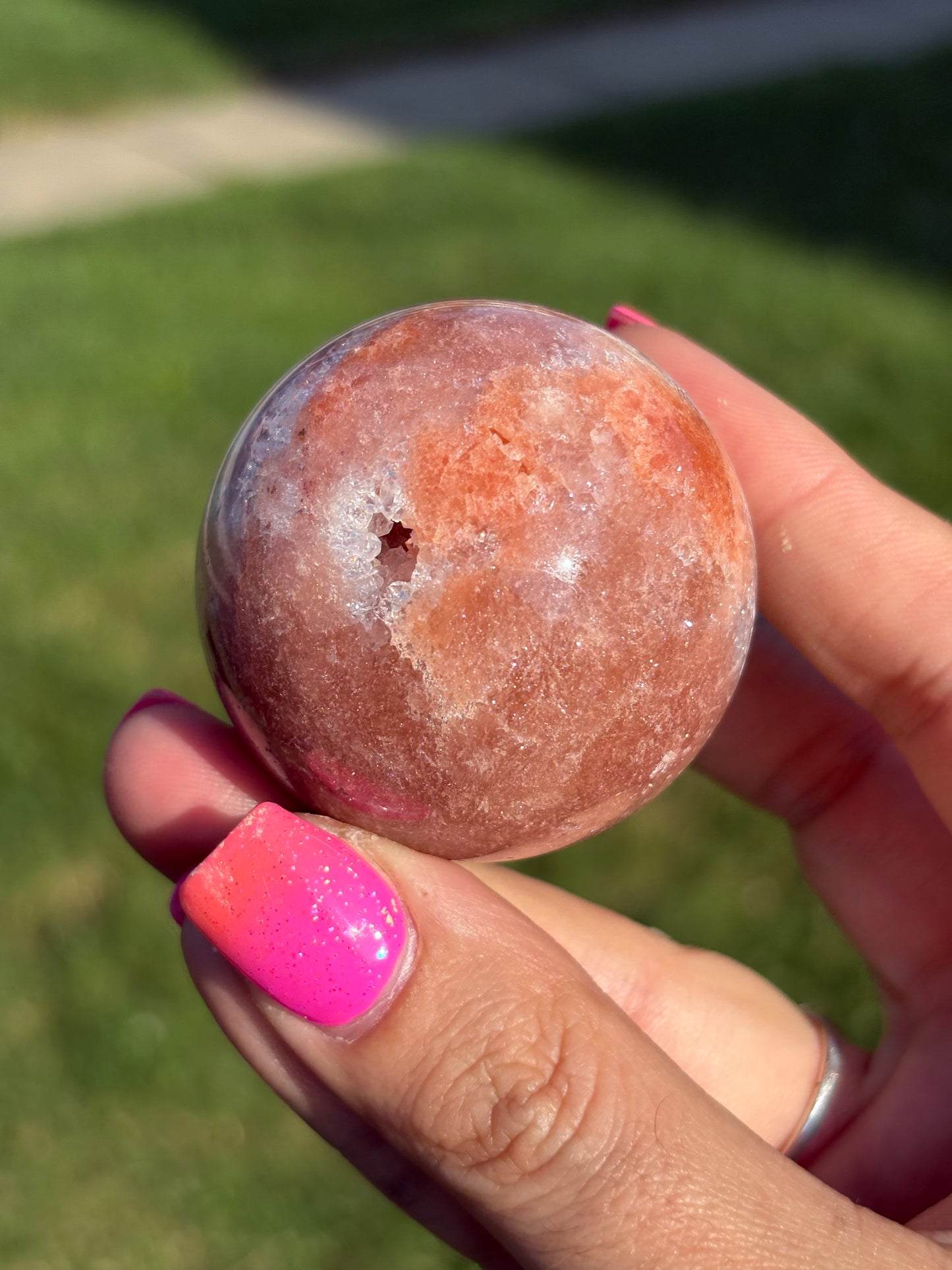 Pink amethyst sphere from Brazil