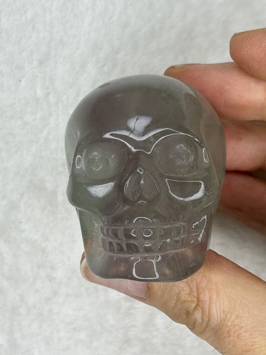 Yttrium Fluorite Skull Carving
