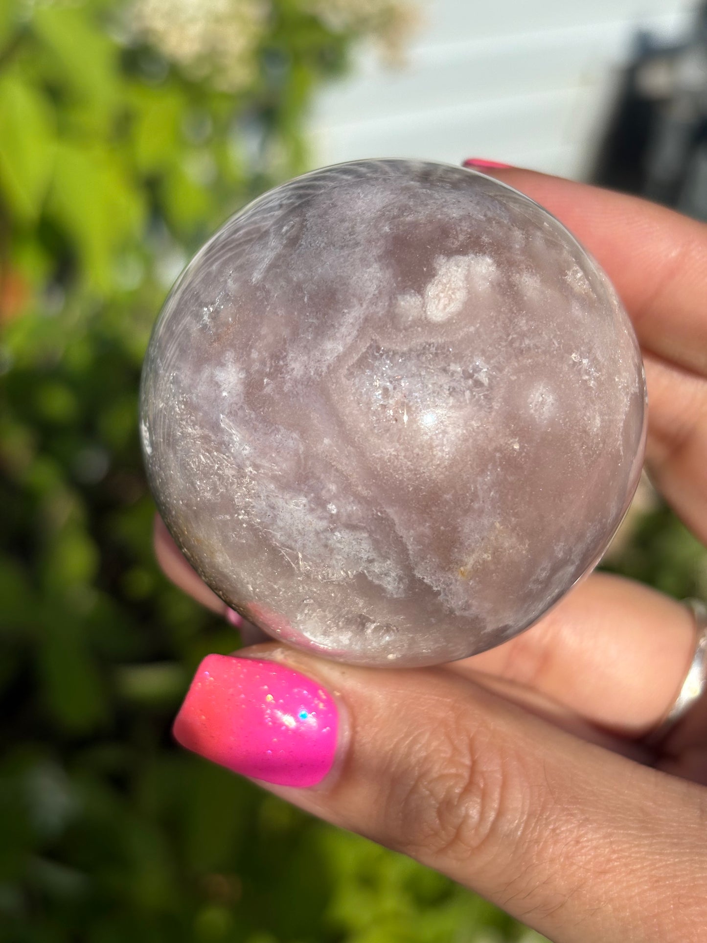 Moody pink amethyst sphere