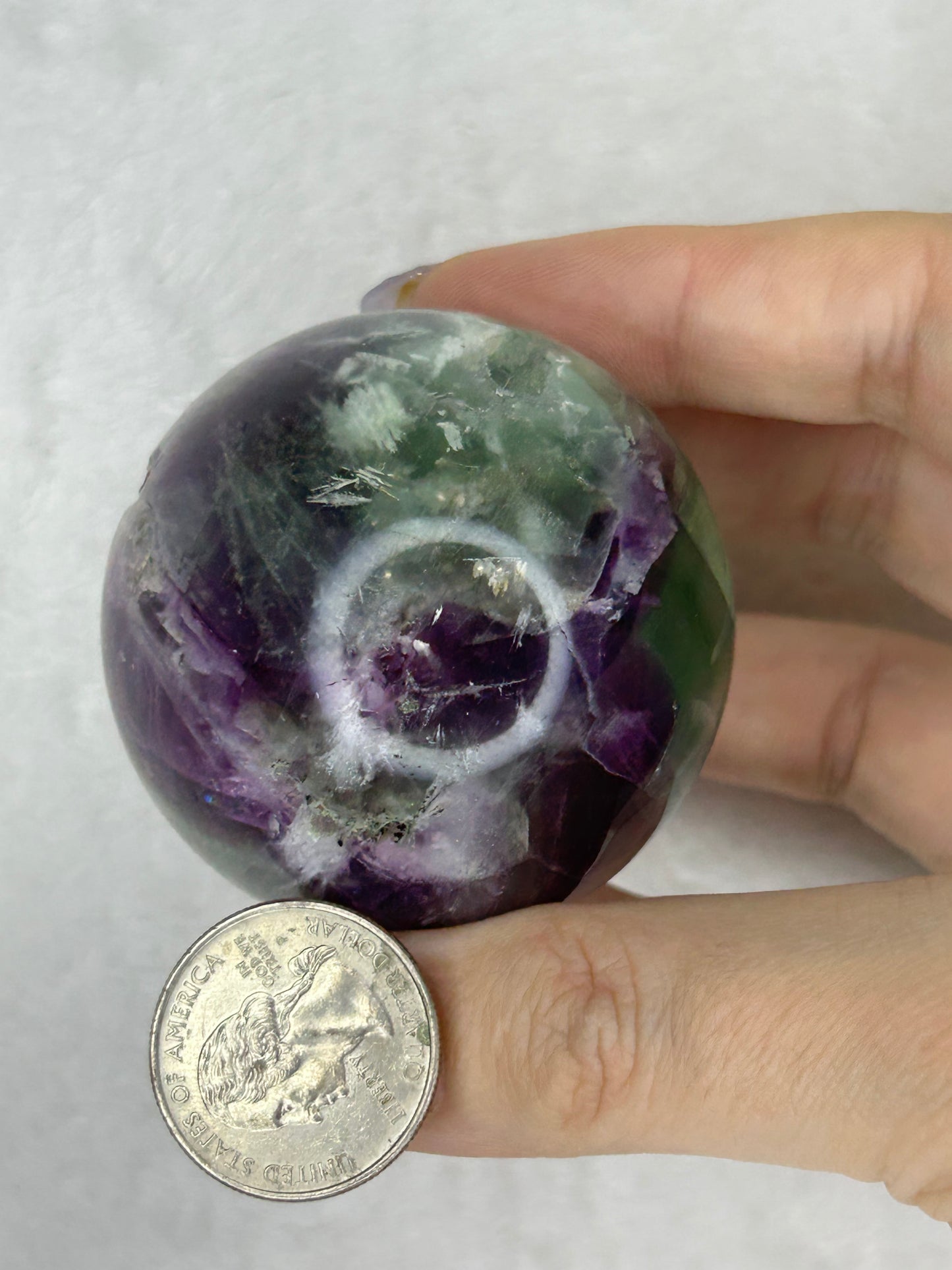 Druzy feather fluorite sphere C