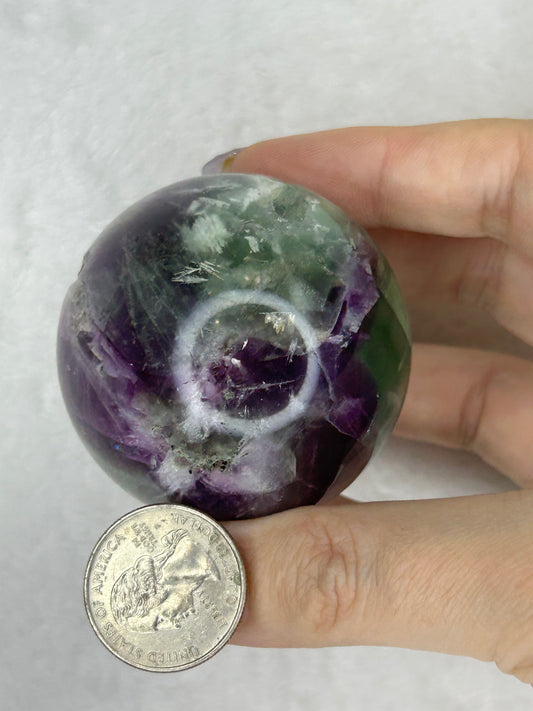 Druzy feather fluorite sphere C