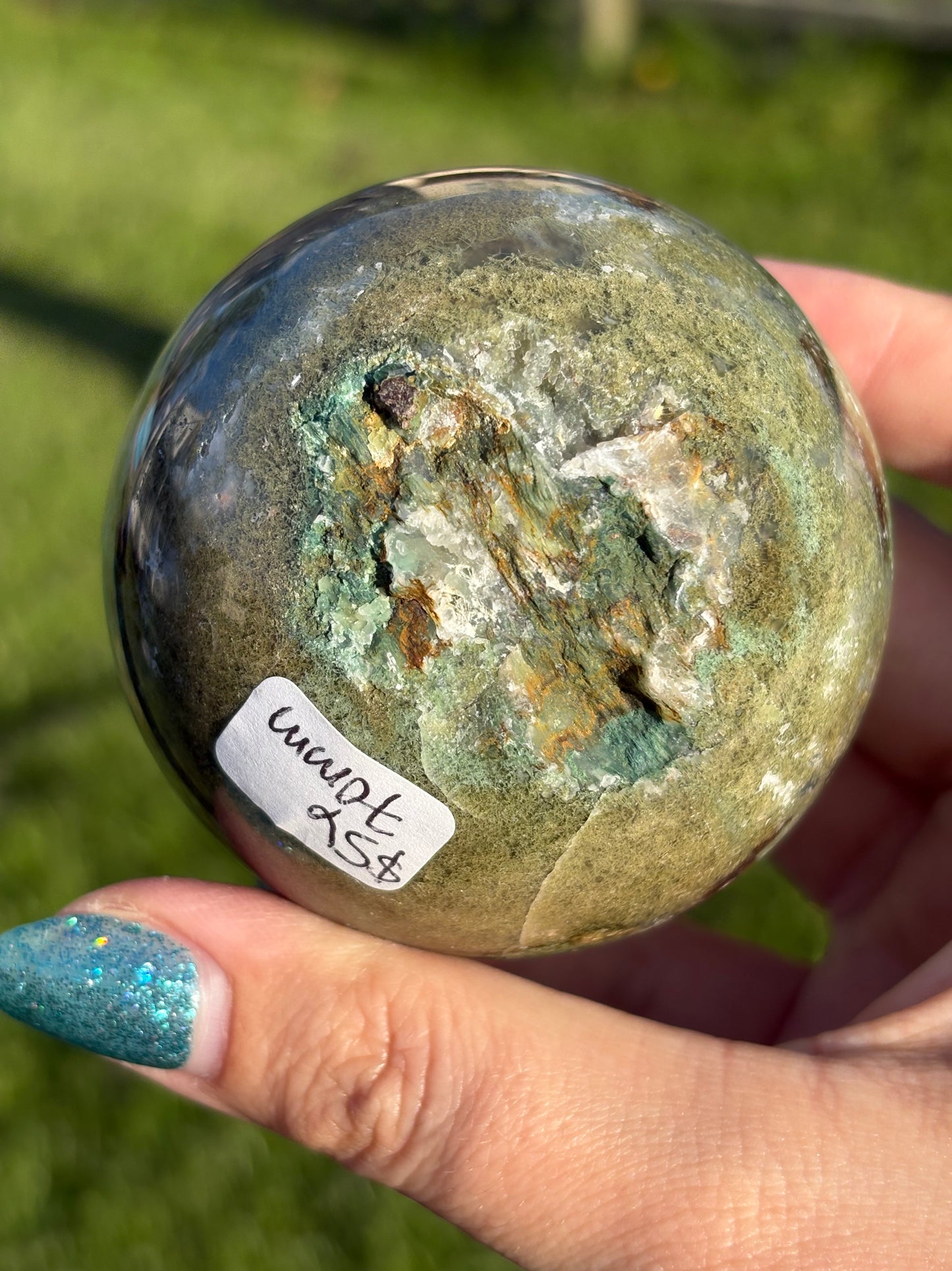 Cool moss agate sphere