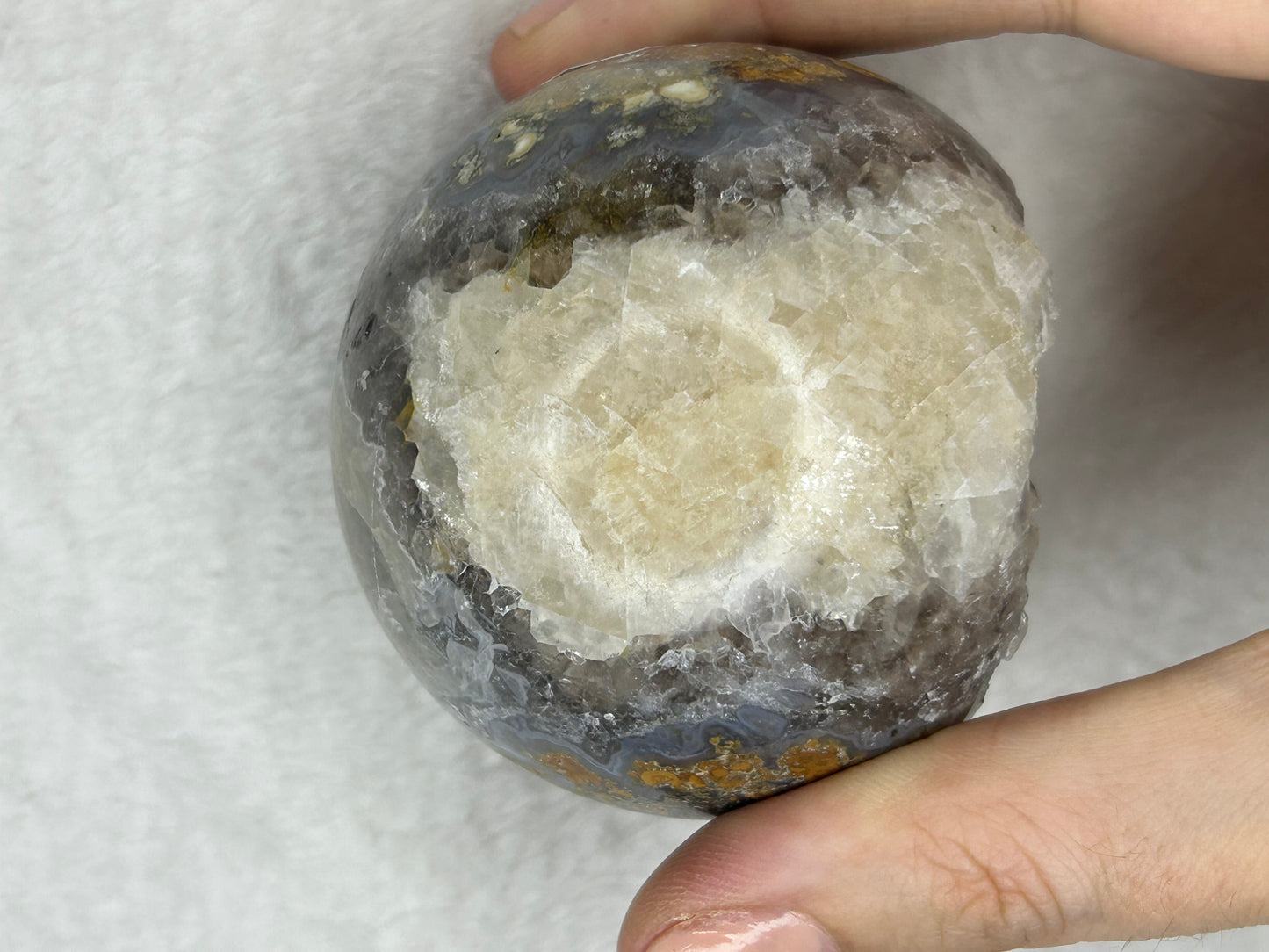 Druzy Amethyst, pink calcite & Druzy agate sphere D
