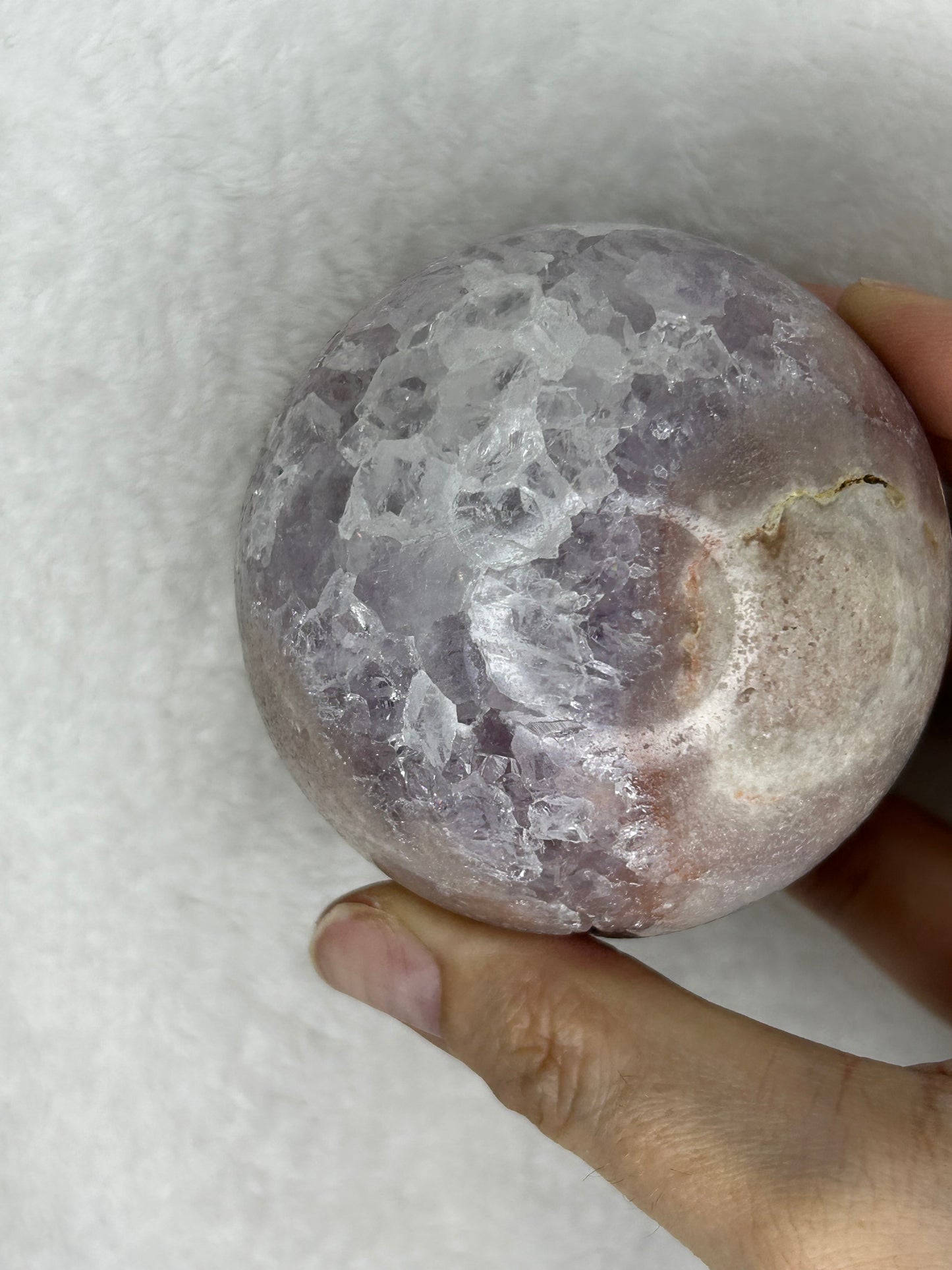Pretty Pink Amethyst Sphere w/ jasper/mossy/hematite inclusions