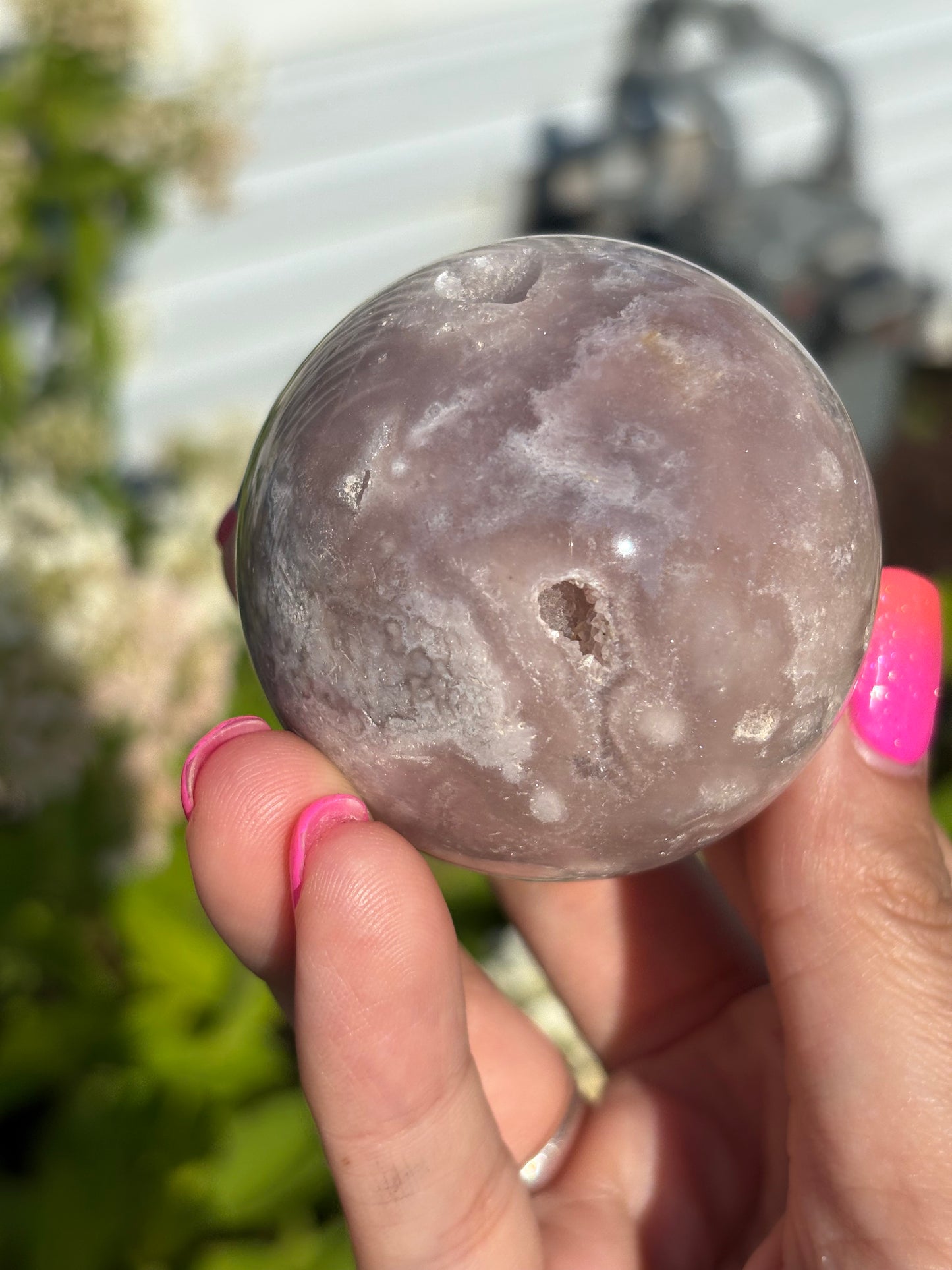 Moody pink amethyst sphere