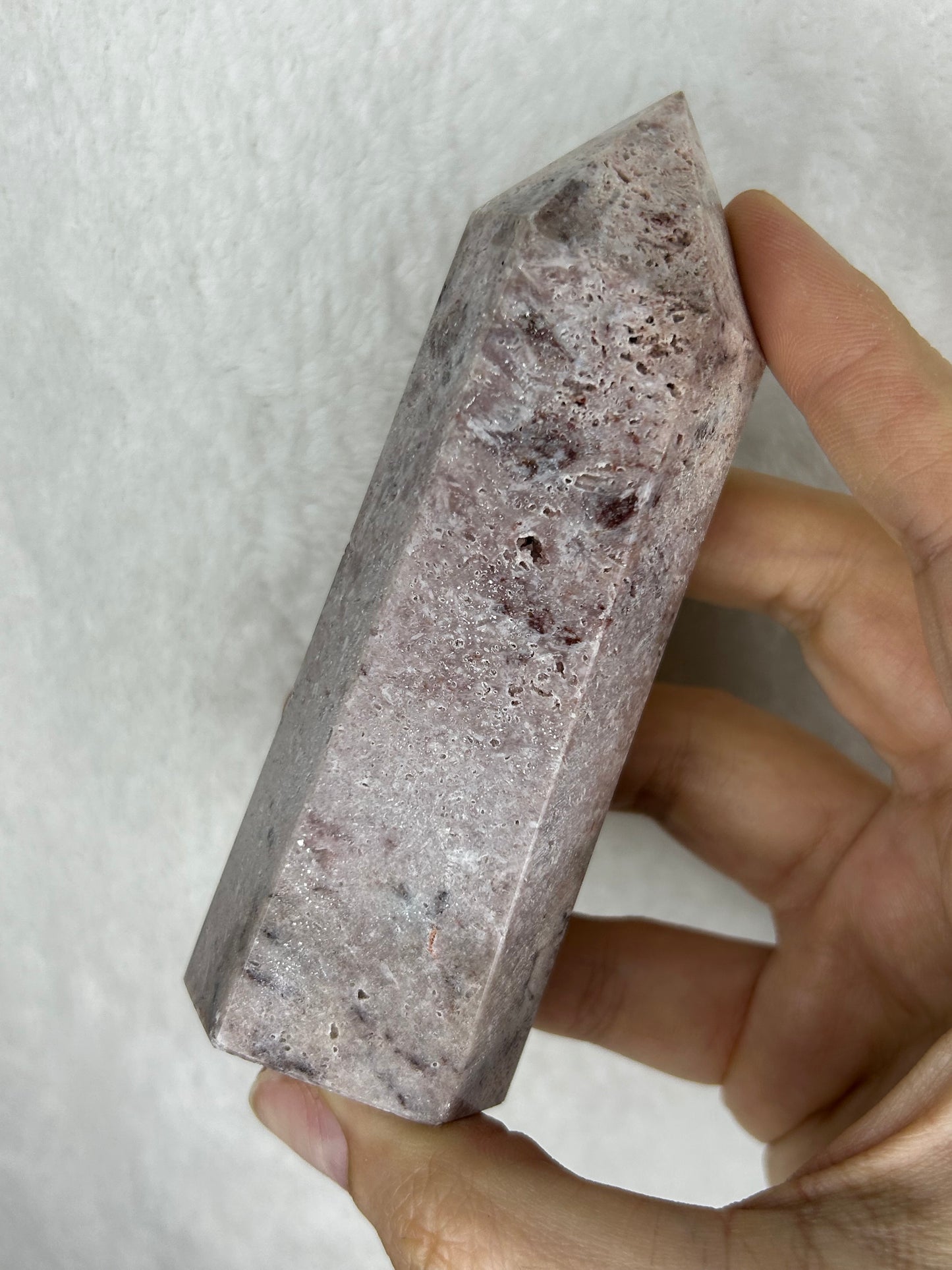 Druzy pink amethyst tower