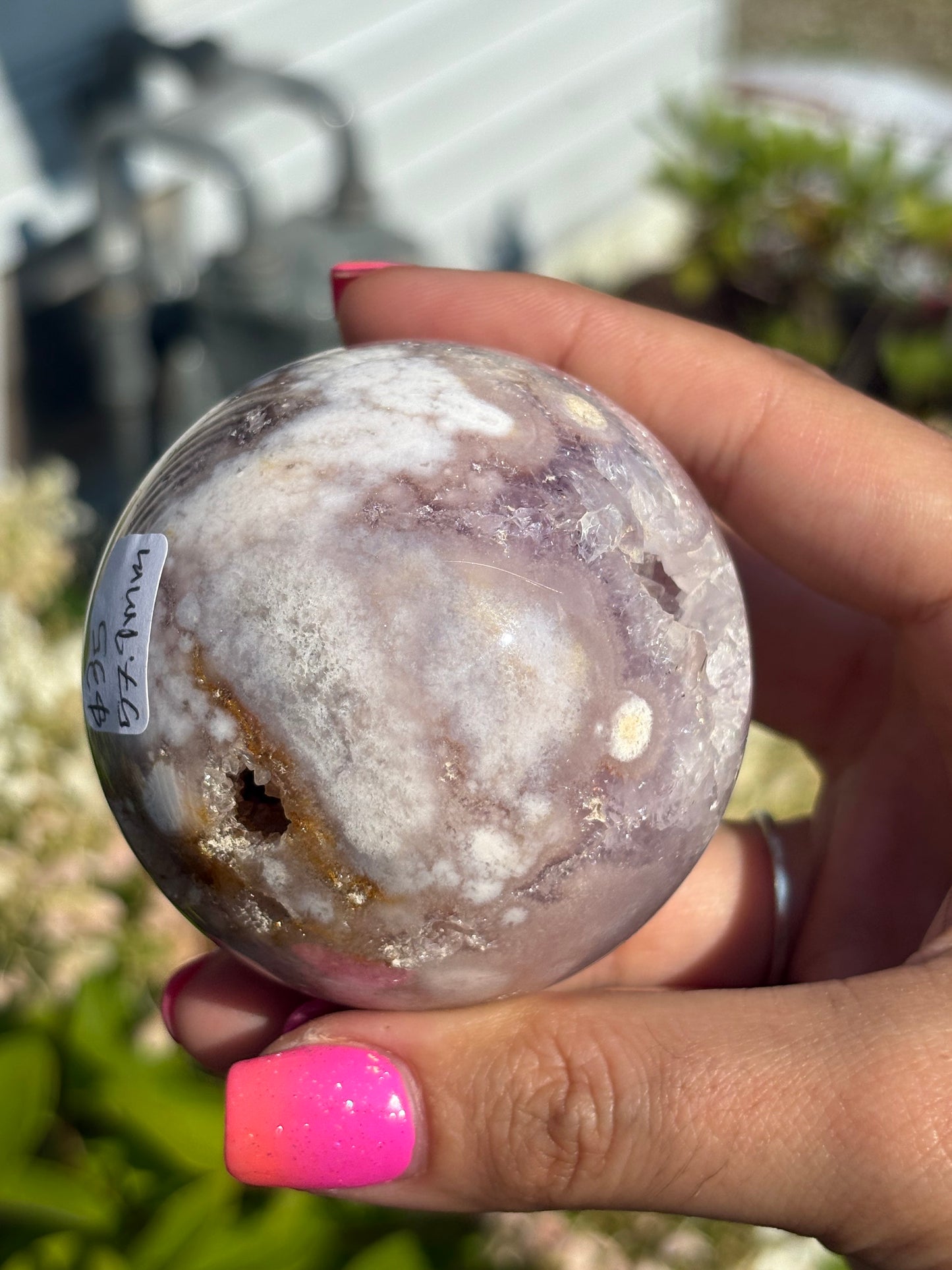 Gemmy pink amethyst & citrine sphere