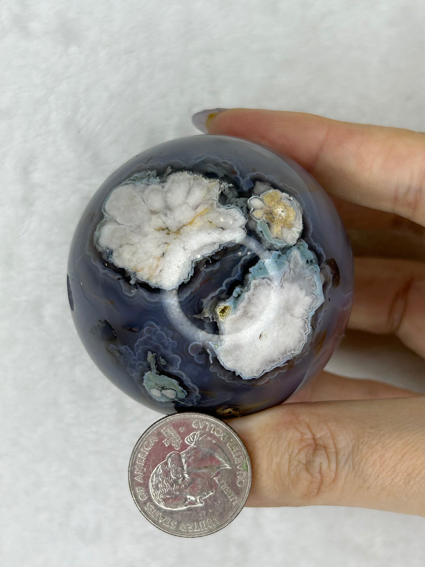Black Flower Agate Sphere E