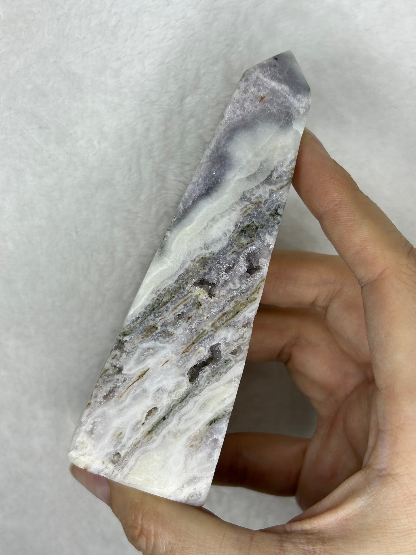 Unique Pink Amethyst Obelisk w/ moss inclusions
