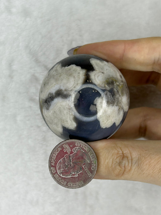 Black Flower Agate Sphere D