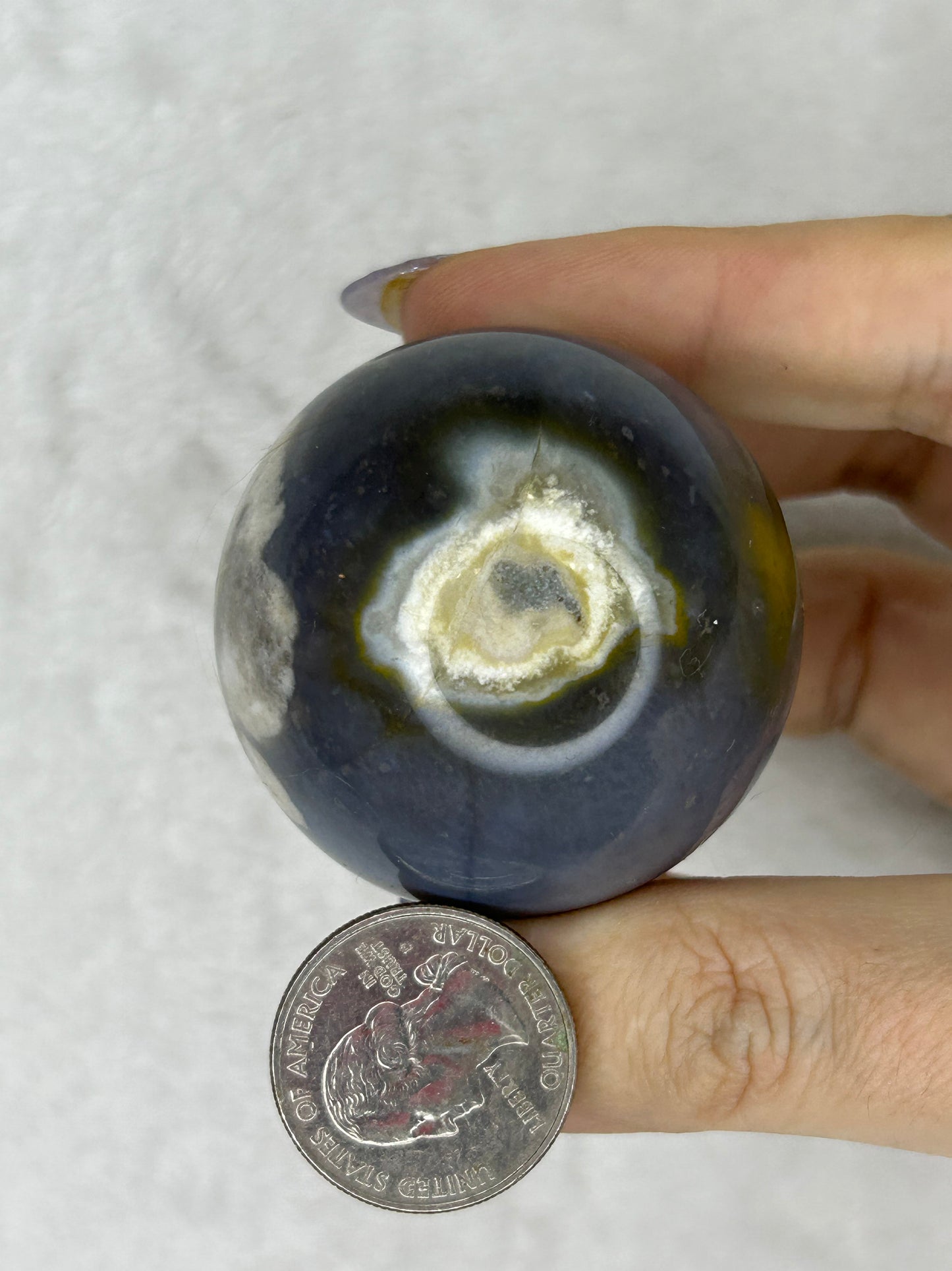 Black Flower Agate Sphere D