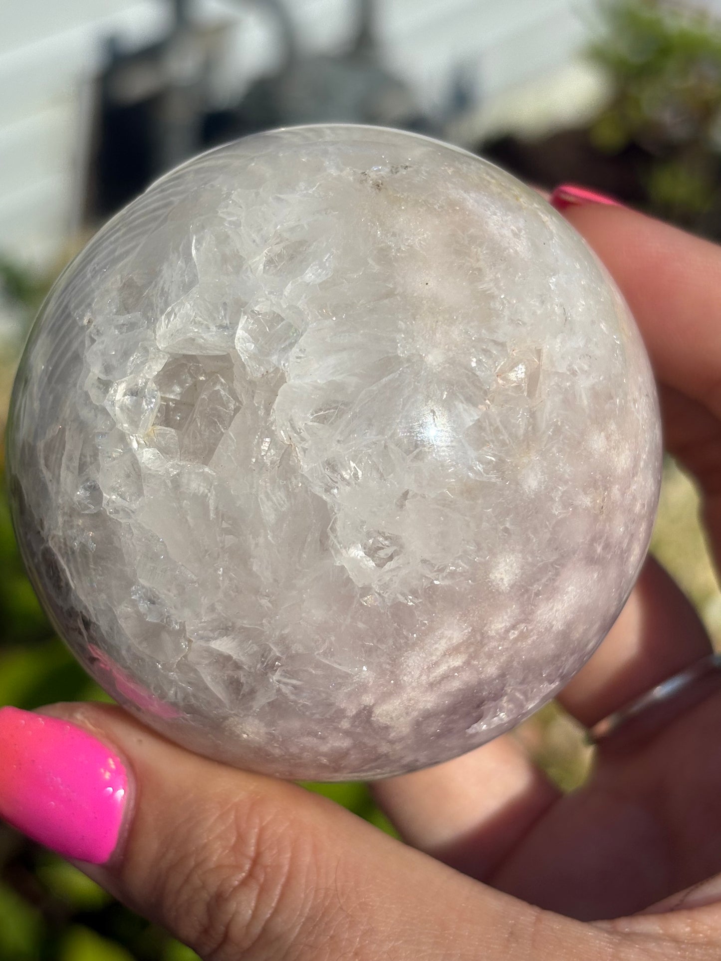 Lilac flower agate sphere