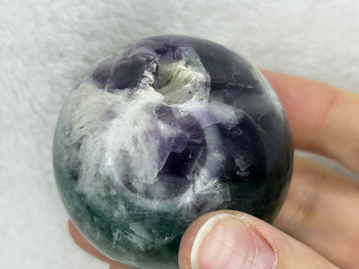 Druzy feather fluorite sphere A