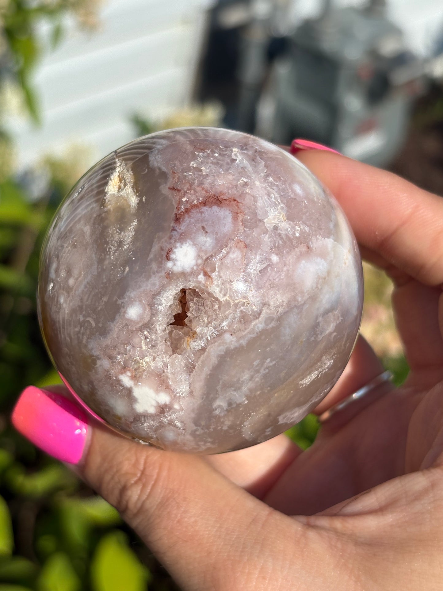 Pink amethyst agate sphere