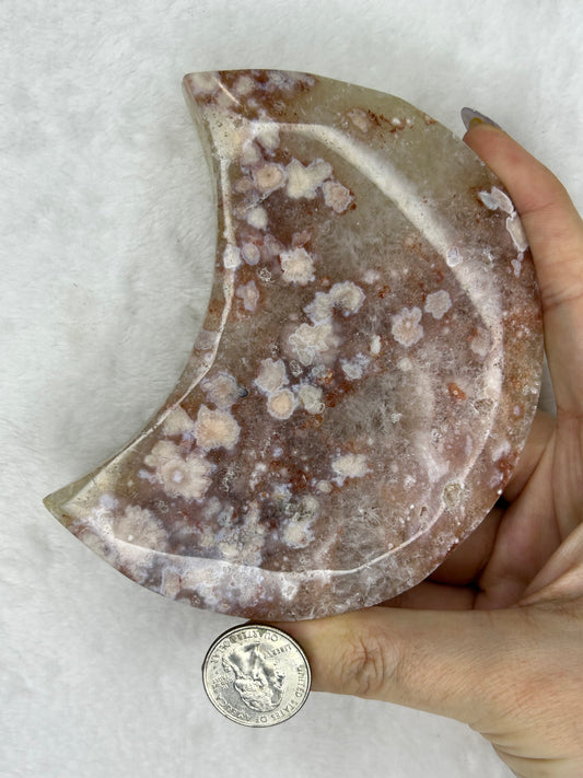 Flower agate moon carving C