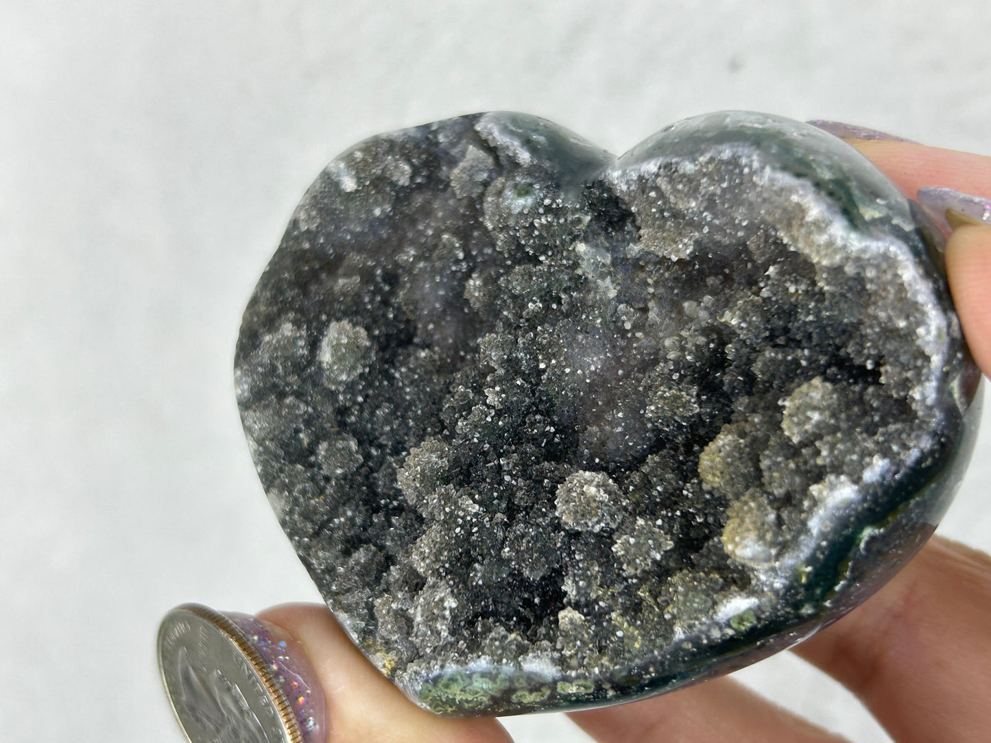 💖💖SUGAR Galaxy amethyst heart w/ black and green tones