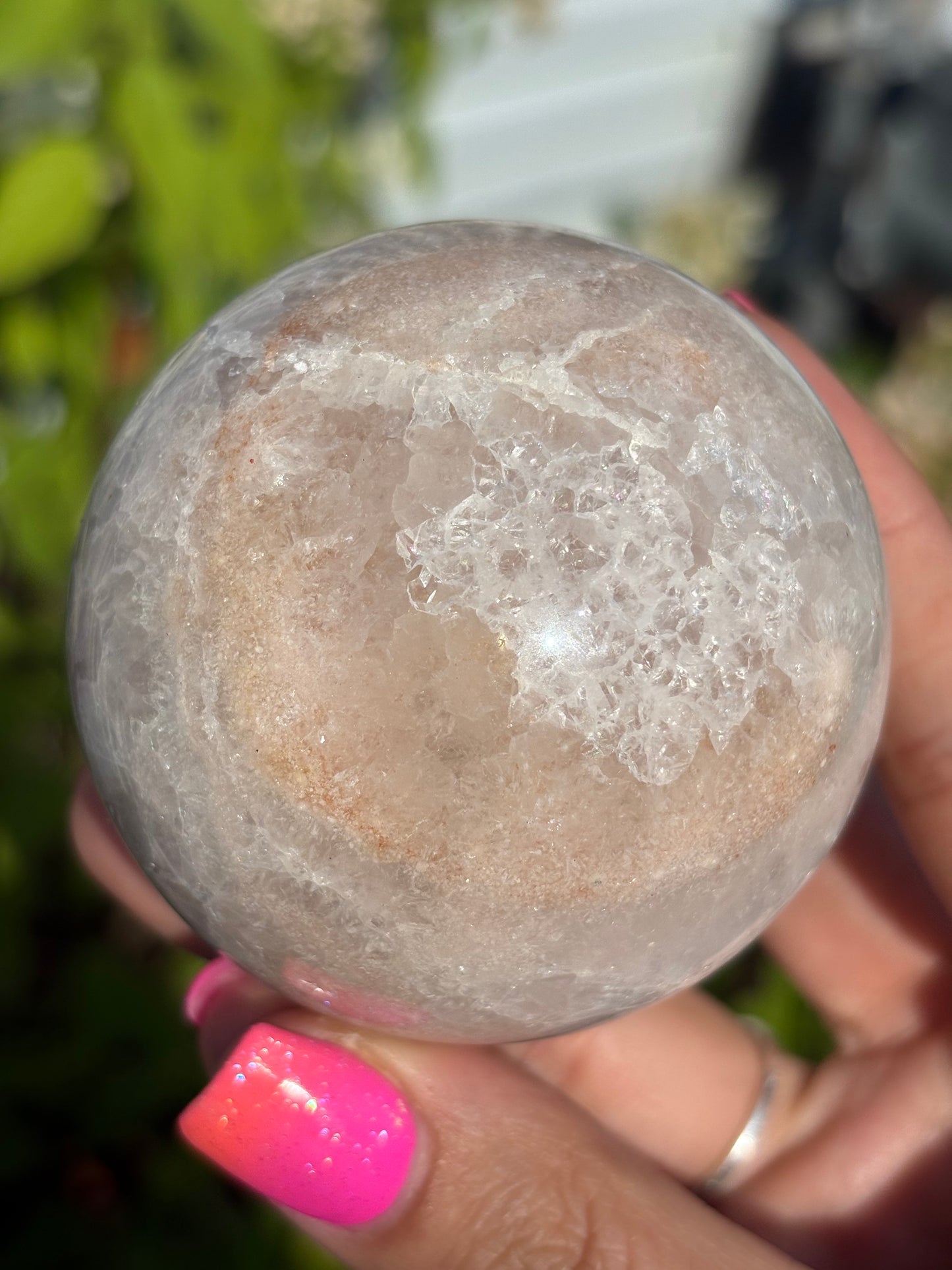 Pretty Quartzy pink amethyst sphere