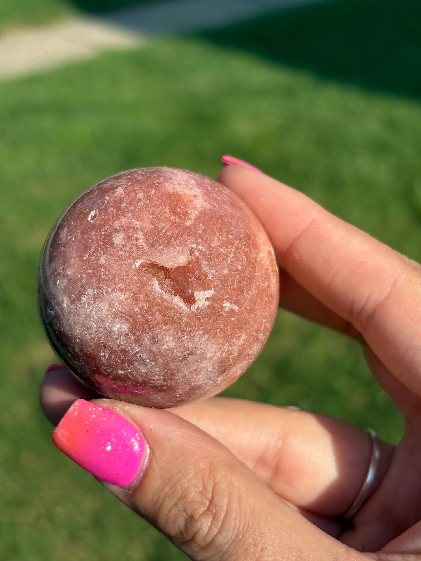 “Deep pink” pink amethyst sphere from Brazil