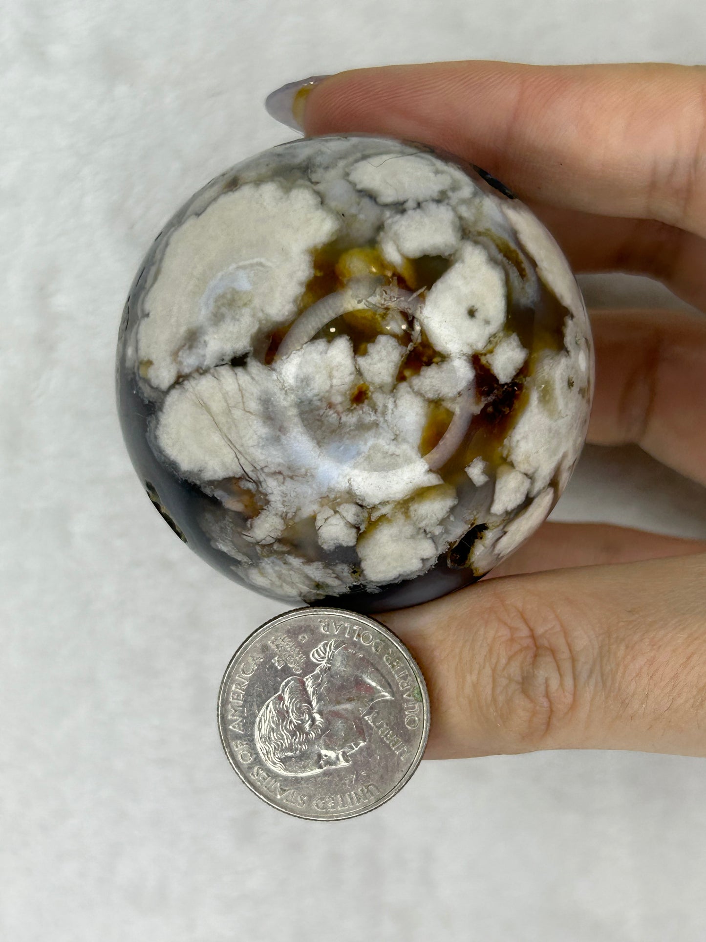 Banded Black Flower Agate Sphere F