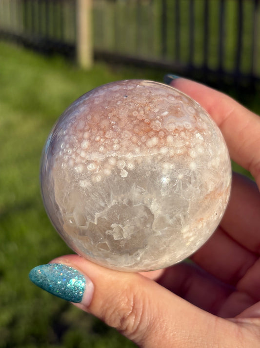 Pink Flower Agate Sphere
