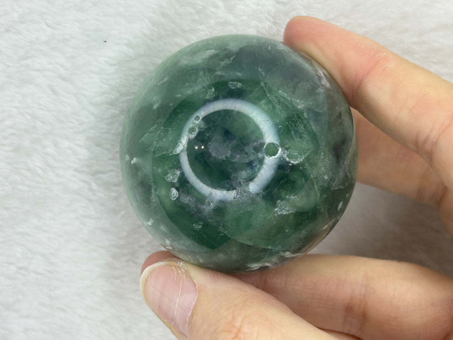 Druzy feather fluorite sphere A