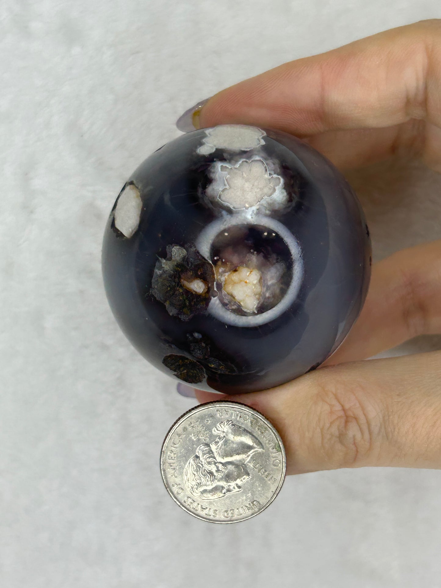 Black Flower Agate Sphere A