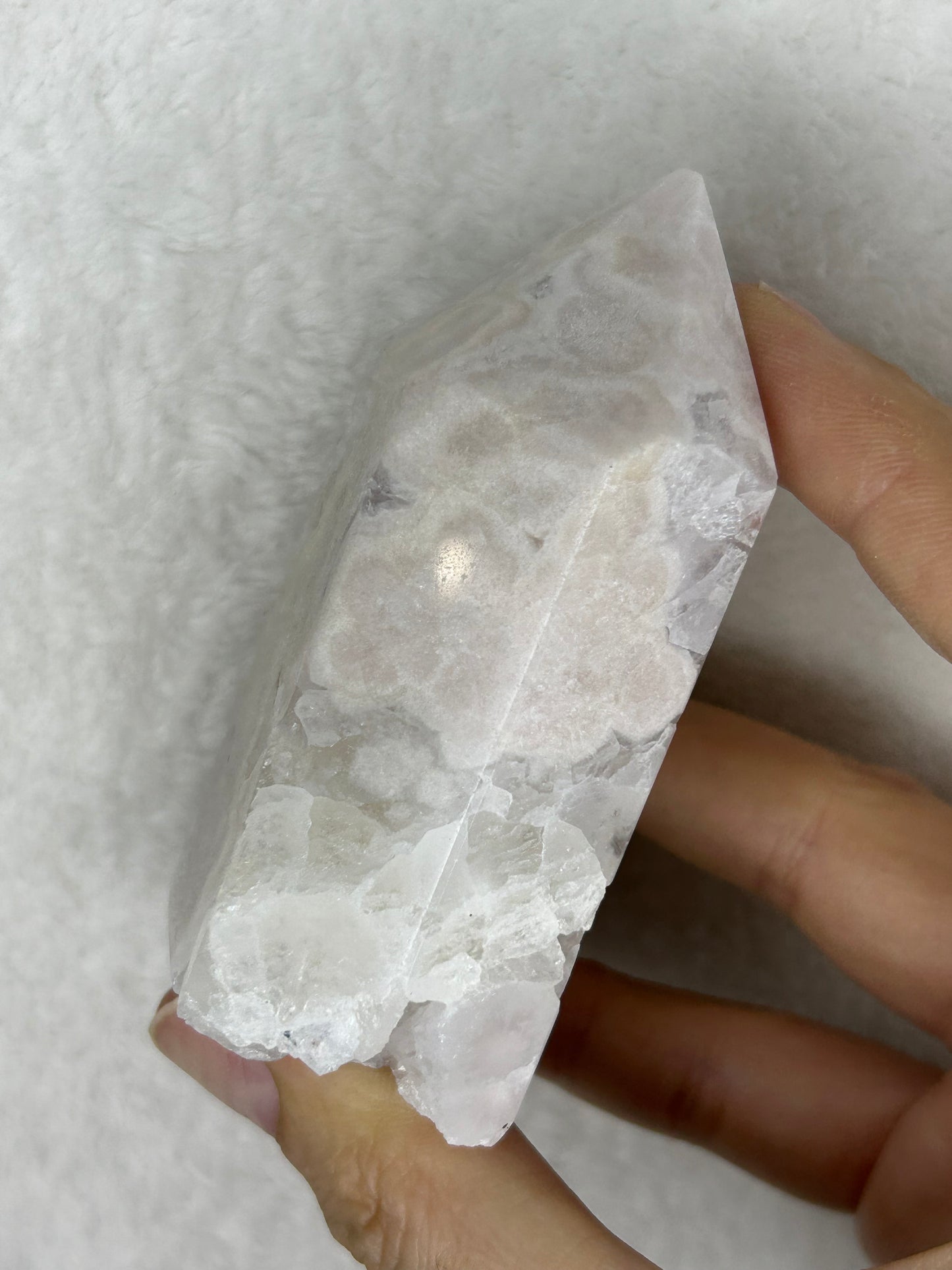 Pretty “Pale Pink” Pink Amethyst Tower w/ Quartz & Druzy B