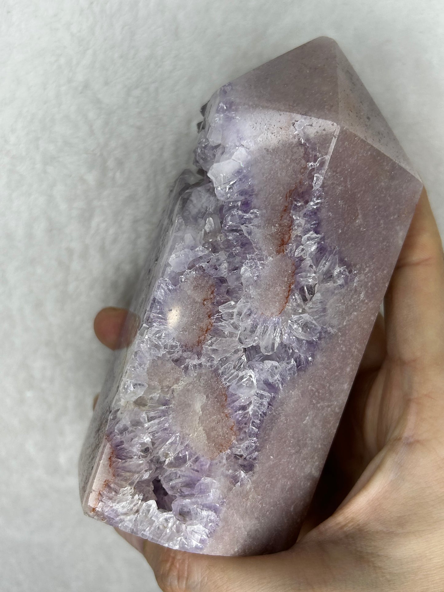 XL Druzy Pink Amethyst Statement Tower