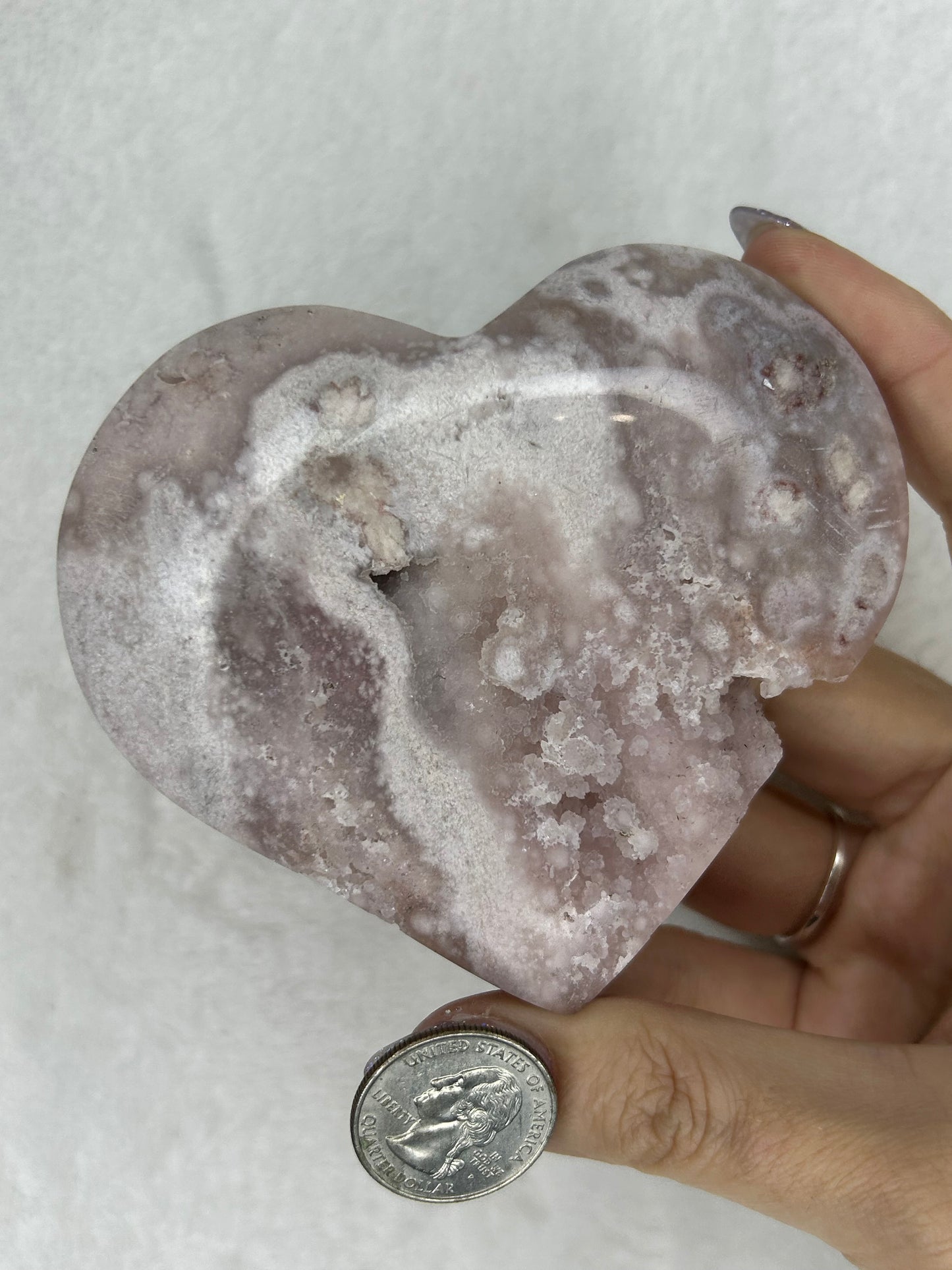 Druzy Pink Amethyst Heart F
