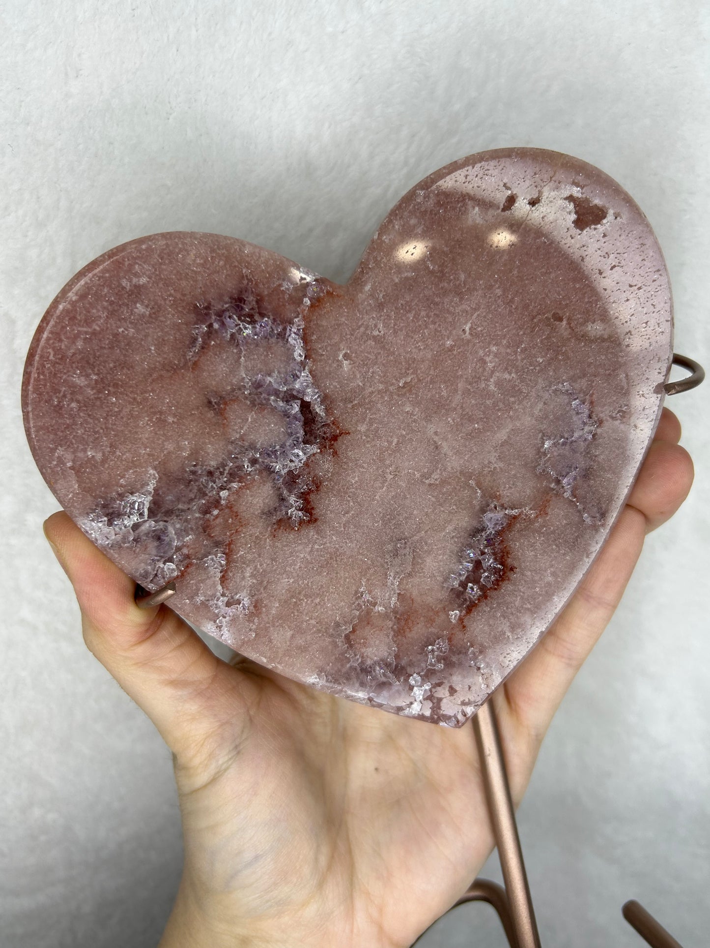 Pink Amethyst Heart w/ Stand E