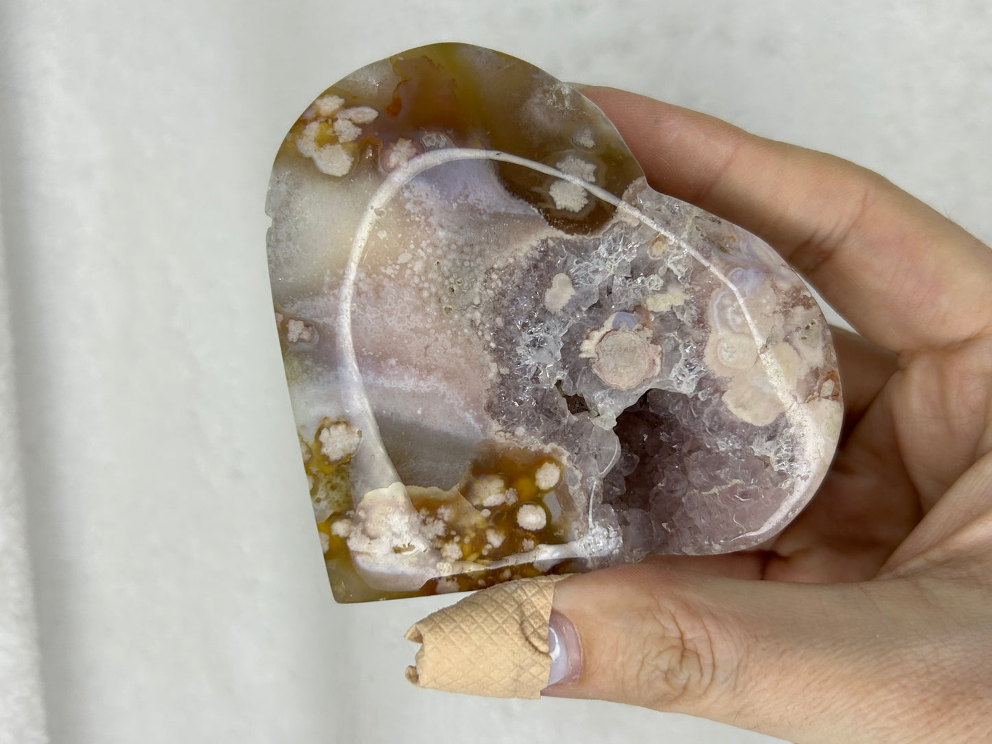 Pink Amethyst & Carnelian Flower Agate Heart I