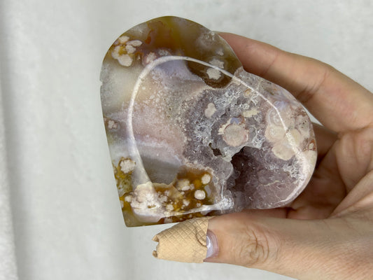 Pink Amethyst & Carnelian Flower Agate Heart I
