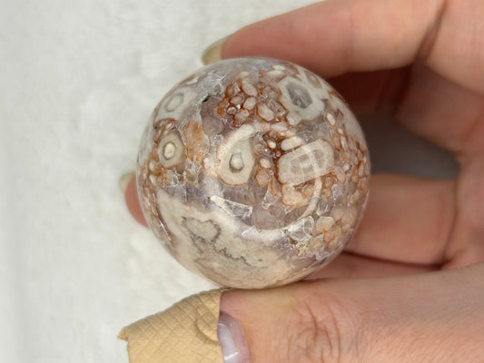 Unique Pink Flower Agate Sphere