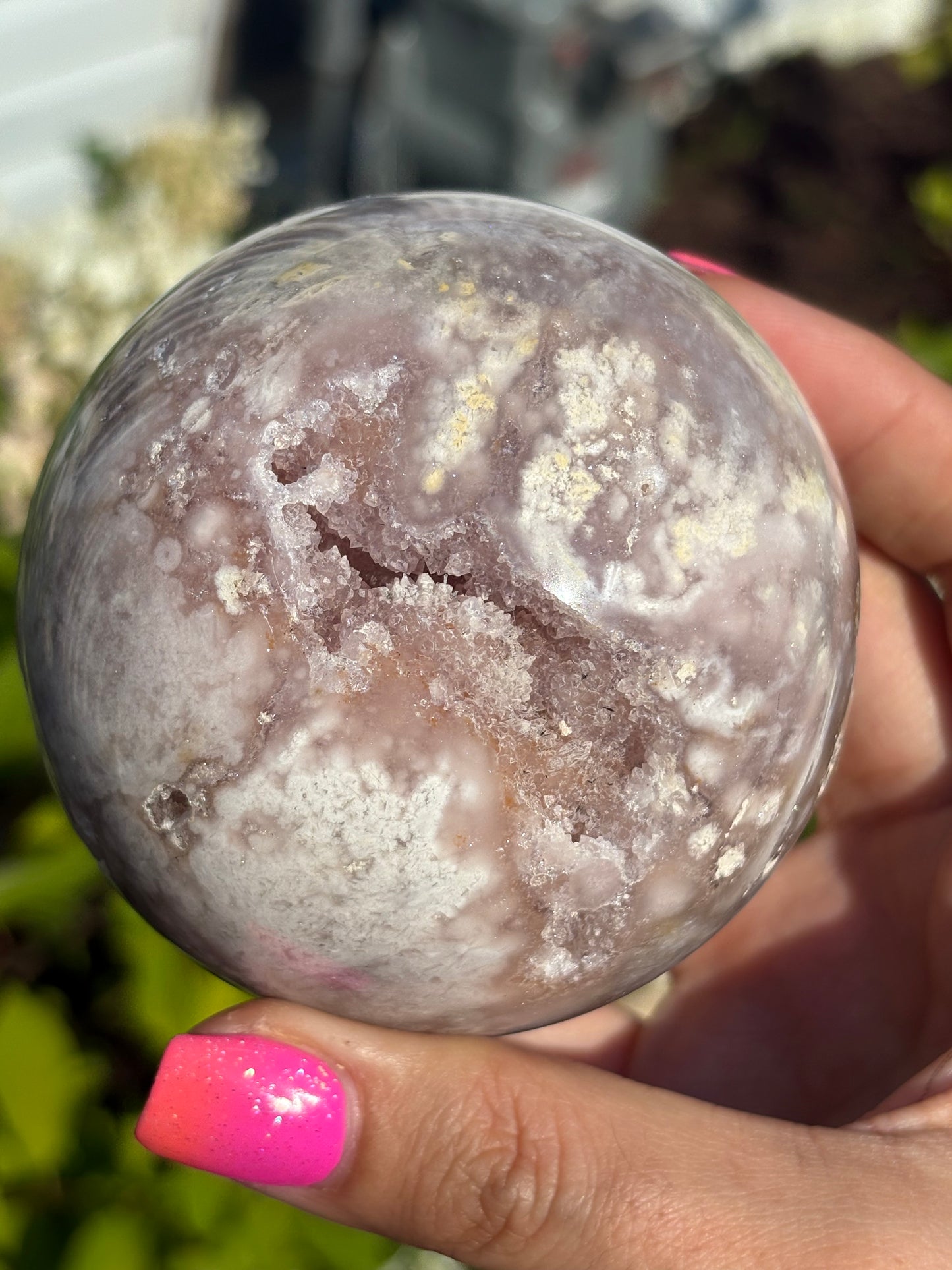 Druzy pink amethyst sphere