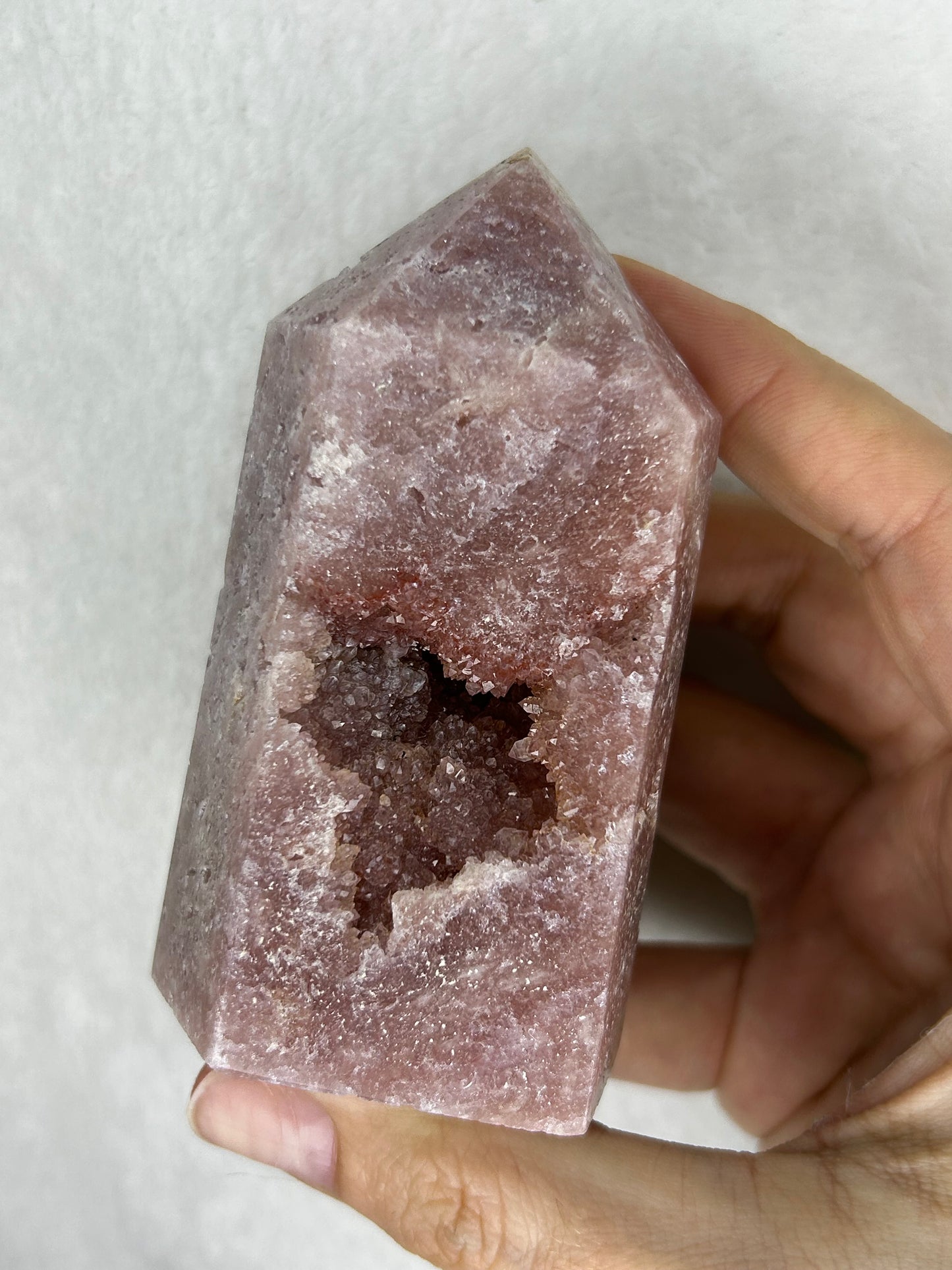 Chunky Druzy Pink Amethyst Tower