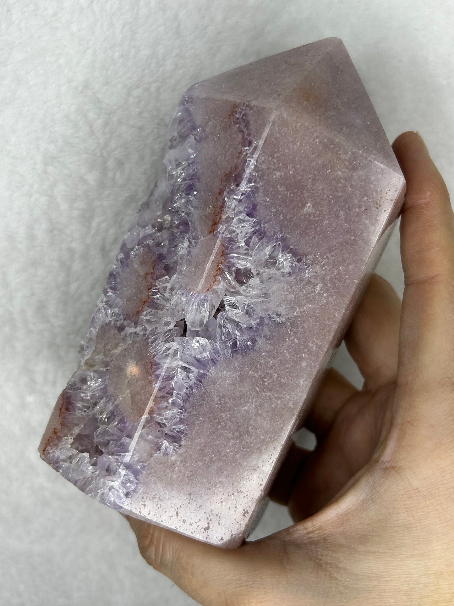 XL Druzy Pink Amethyst Statement Tower