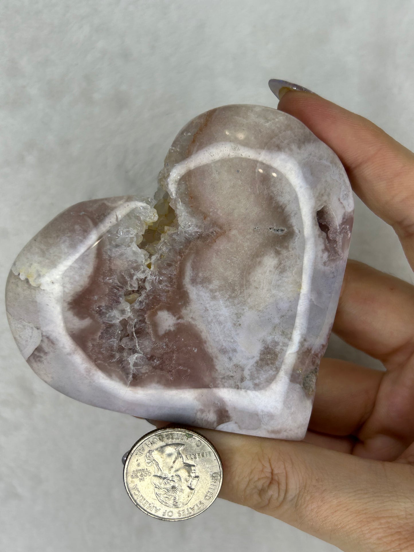 Chunky pink amethyst heart K