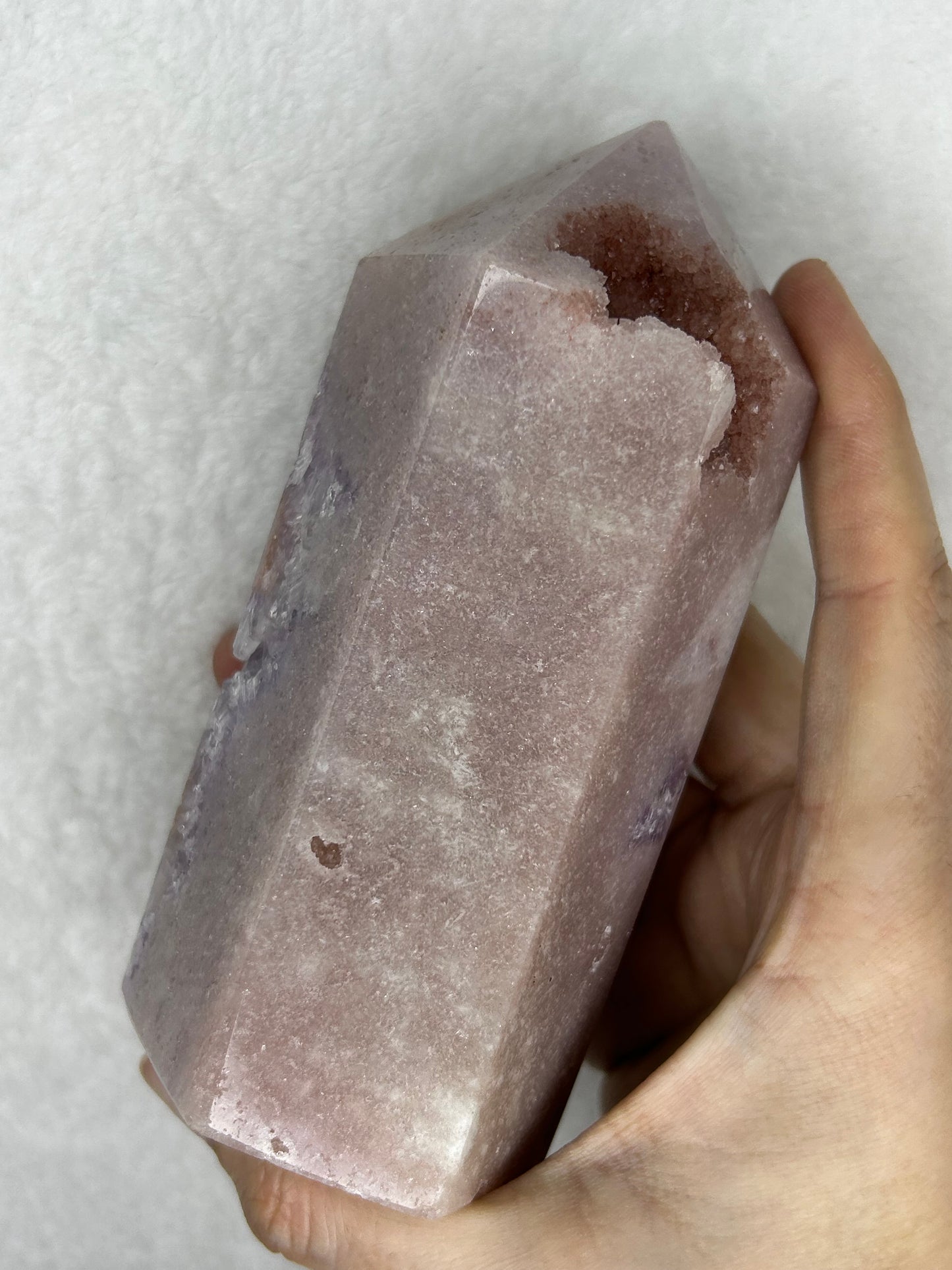 XL Druzy Pink Amethyst Statement Tower