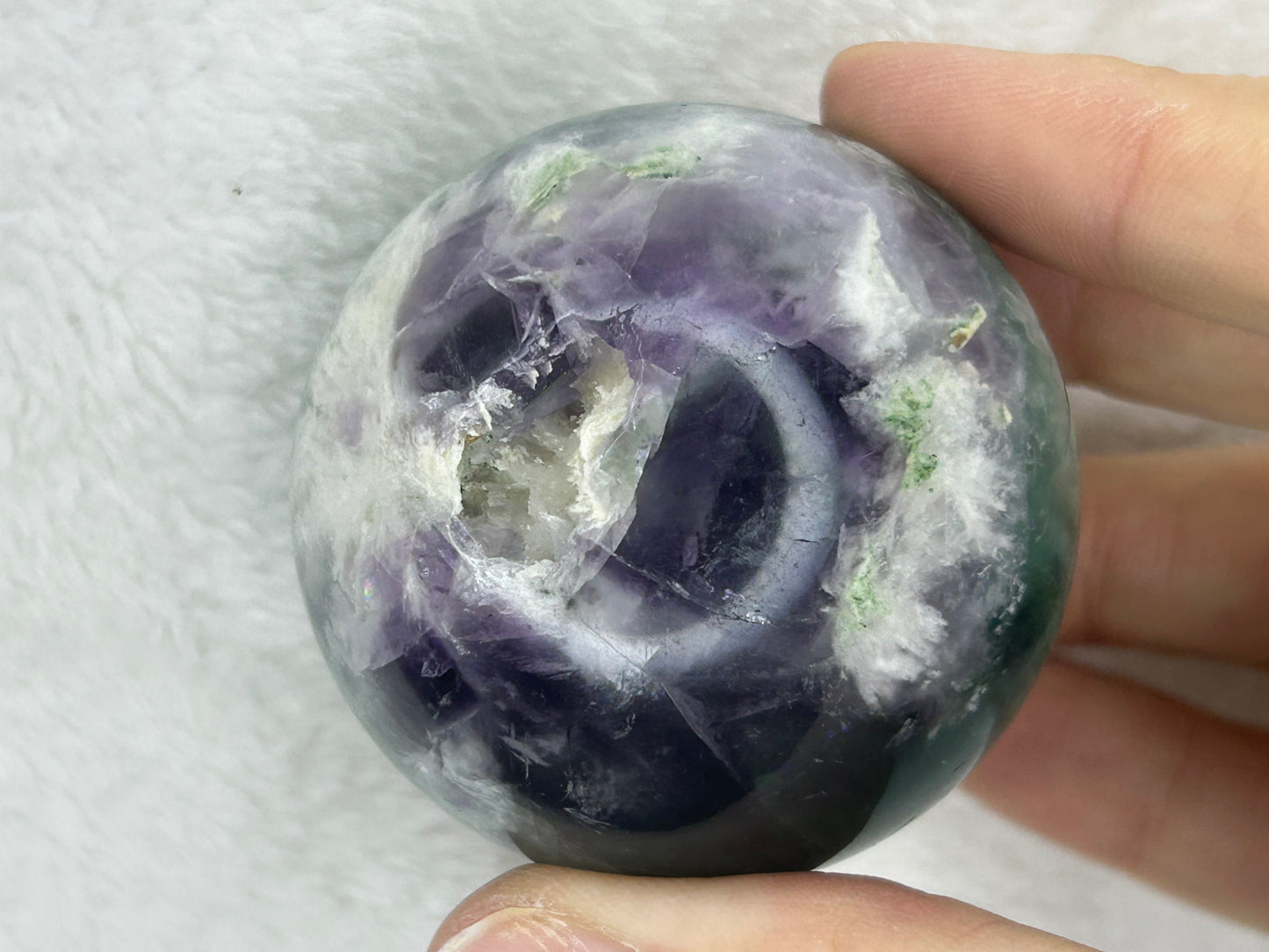 Druzy feather fluorite sphere A