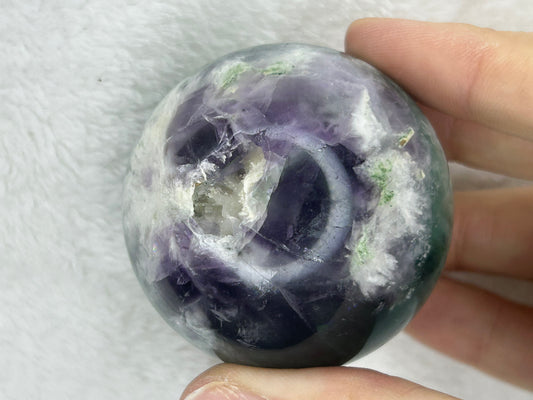 Druzy feather fluorite sphere A