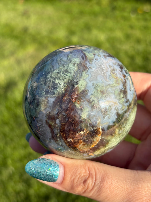 Cool moss agate sphere