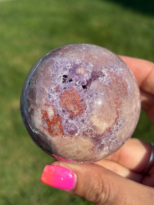 HQ XTRA grade pink amethyst druzy sphere from Brazil