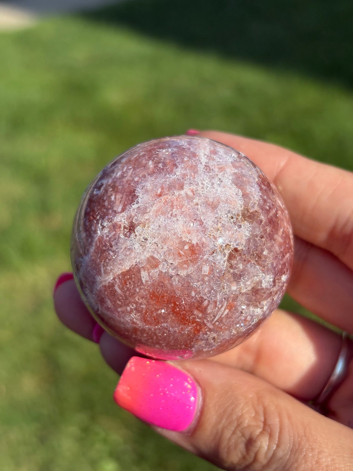 Pink amethyst sphere from Brazil