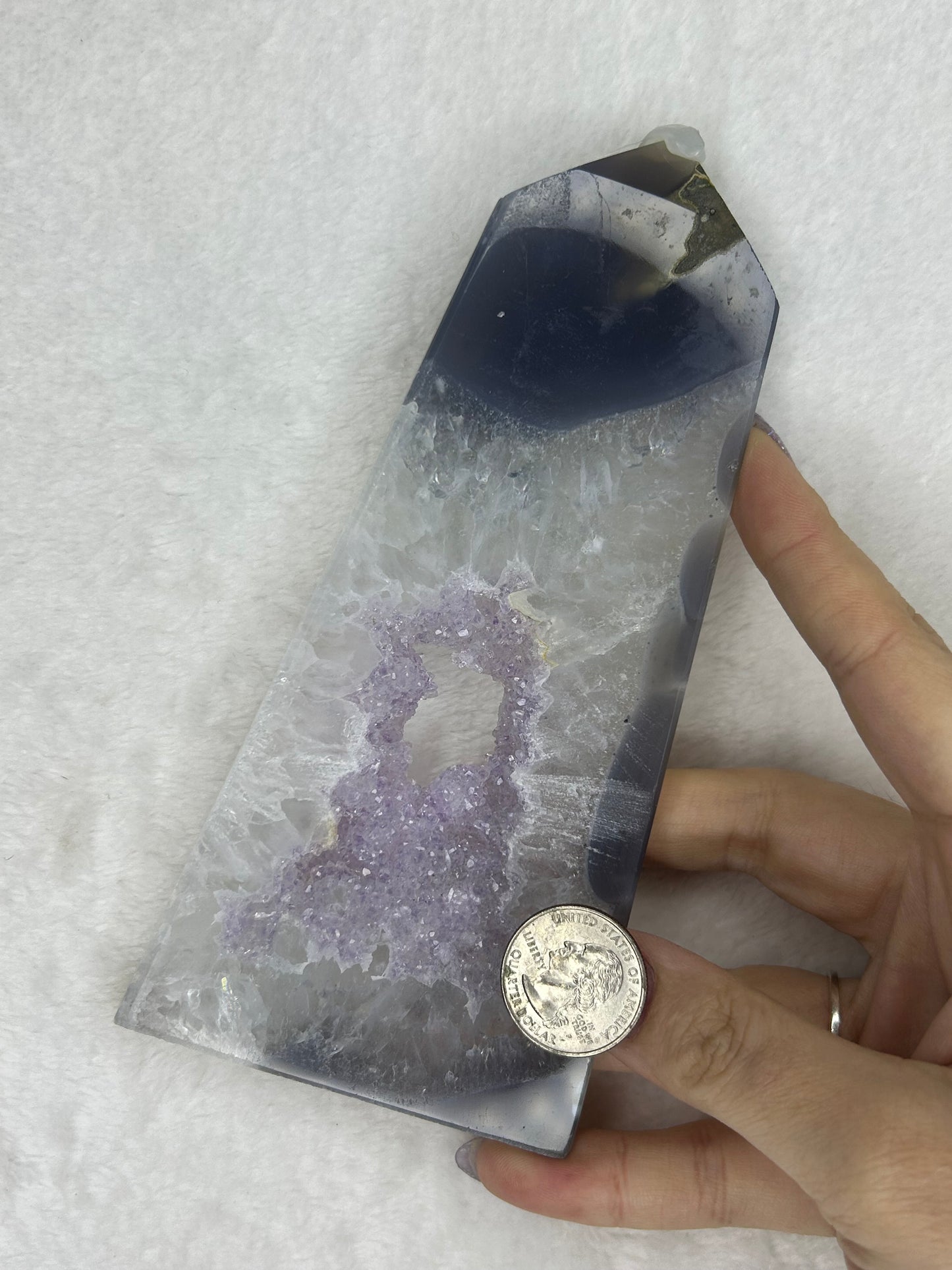 Druzy Agate Flat Tower w/ Lavender Sugar