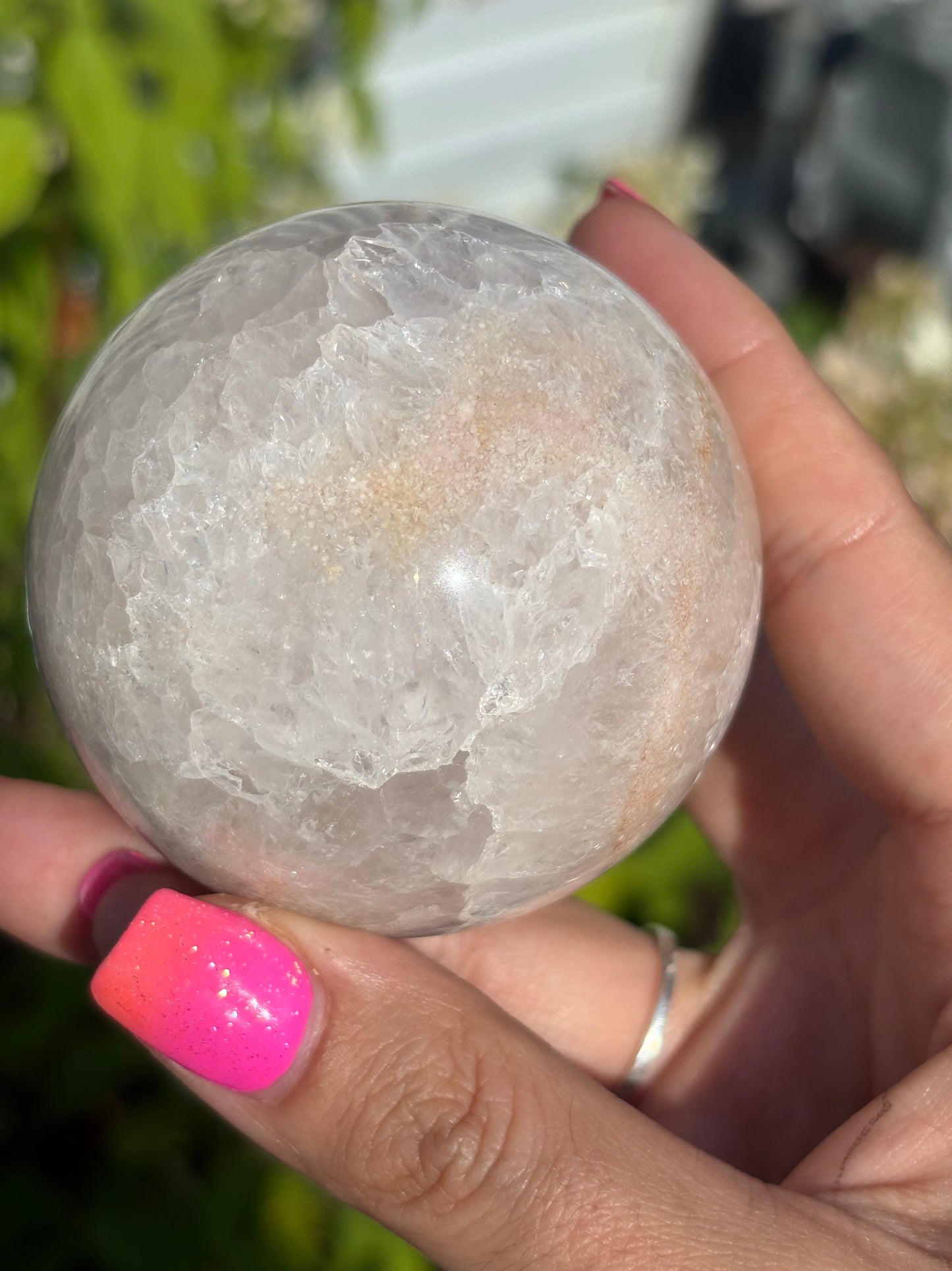 Pretty Quartzy pink amethyst sphere