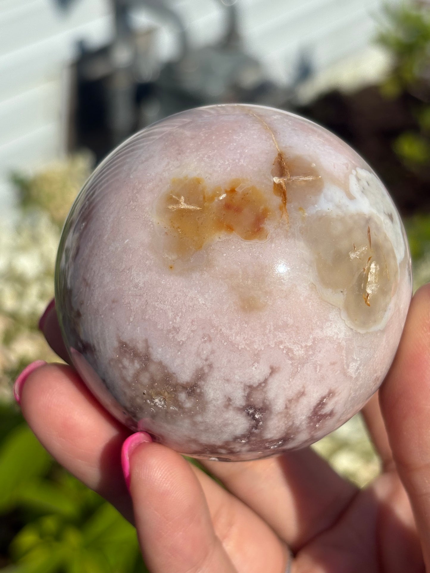 Gemmy pink amethyst druzy sphere