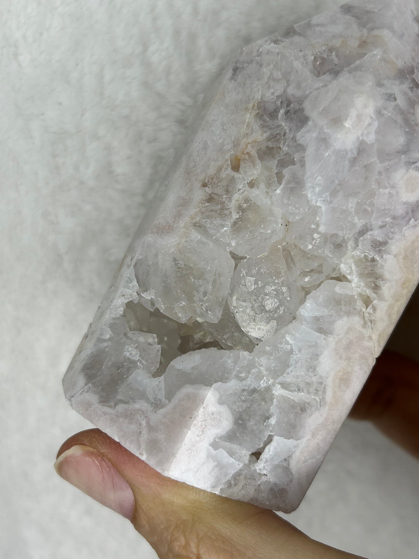 Pretty “Pale Pink” Pink Amethyst Tower w/ Quartz & Druzy A