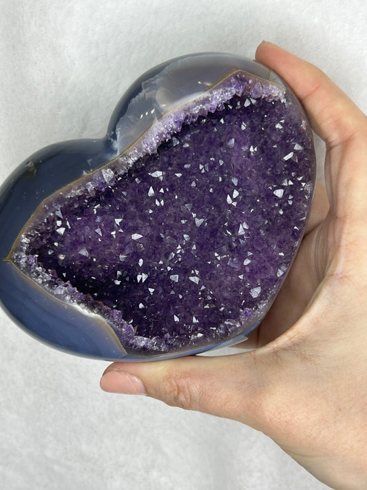 💖💖Uruguayan HQ Agate/amethyst cluster heart C
