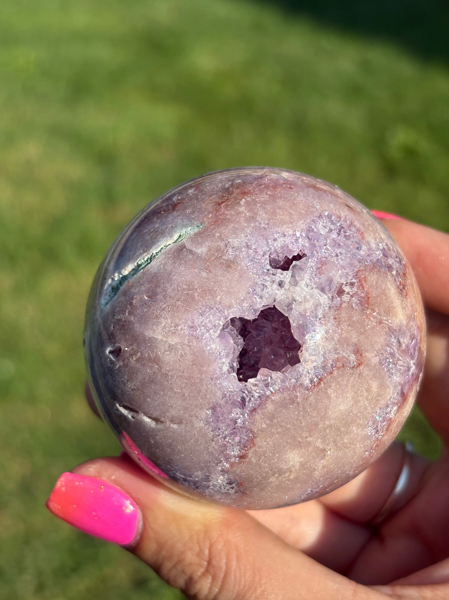 HQ XTRA grade pink amethyst druzy sphere from Brazil